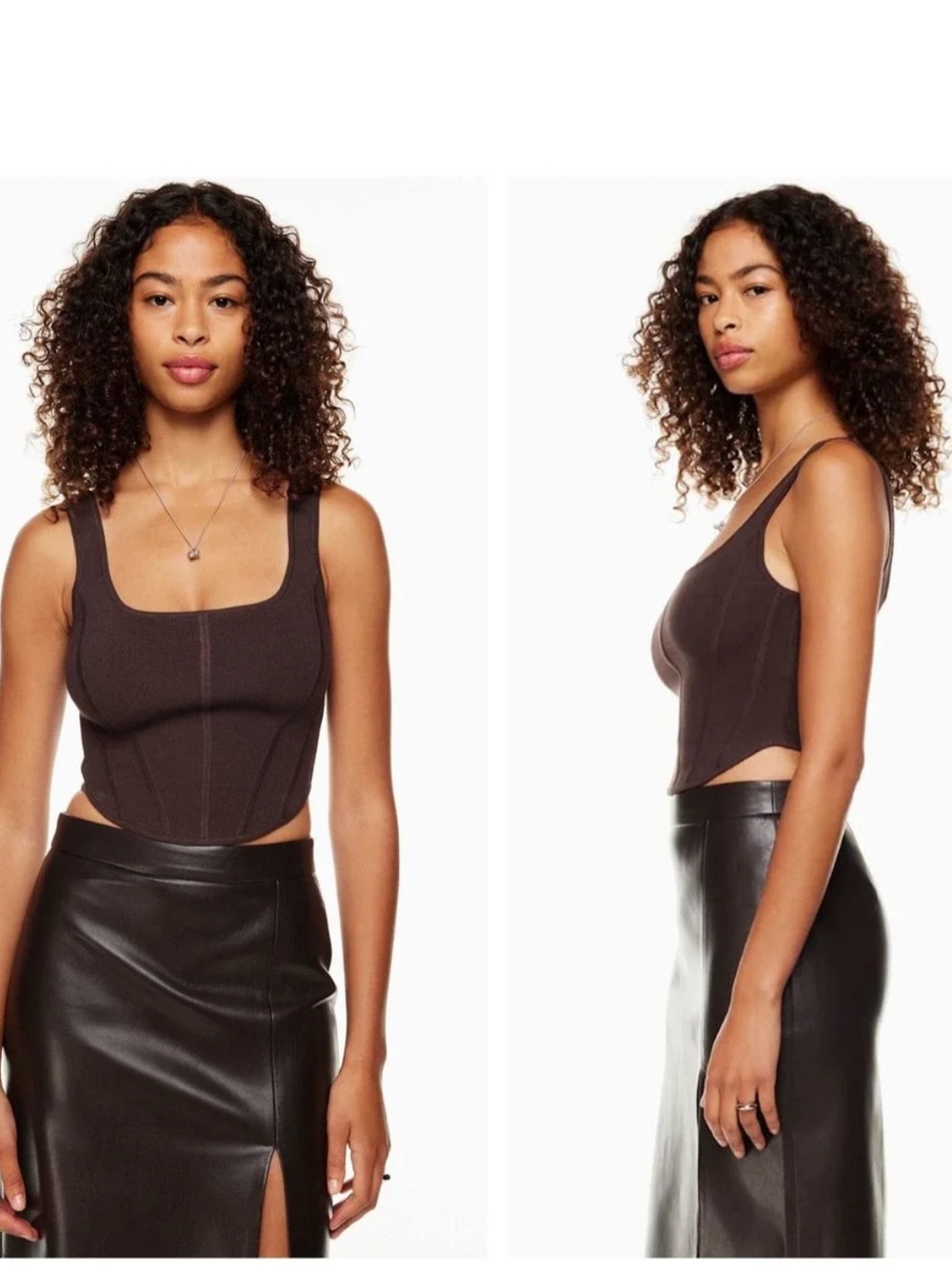 Wilfred Dark Brown Sculpt Square Neck Tank